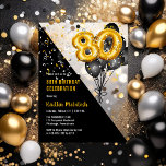 Balloons Elegant Black | Gold 80th Birthday Party Acrylic Invitations<br><div class="desc">Black balloons as a back drop to gold tone number balloons lend a dramatic flair to this 80th Birthday Party design.  Composite design by Holiday Hearts Designs (rights reserved).  Other age numbers are available in our shop.</div>