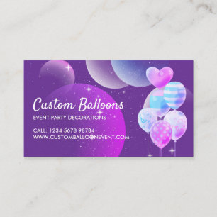 Balloons Event Party Planner Decoration Purple Business Card