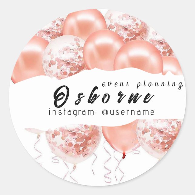 Balloons Event Planning Classic Round Sticker (Front)