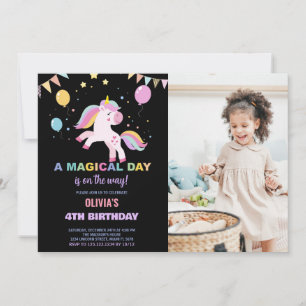 Balloons Flags Unicorns Birthday Invitations photo