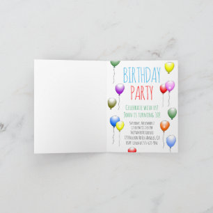 Balloons Folded Birthday Invitation