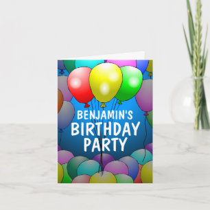 Balloons Folded Birthday Invitation
