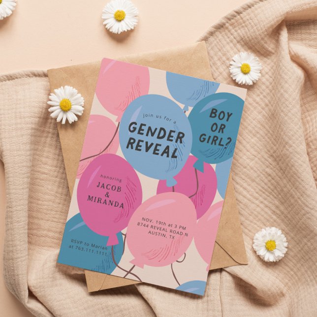 Balloons Gender Reveal Invitation (Creator Uploaded)