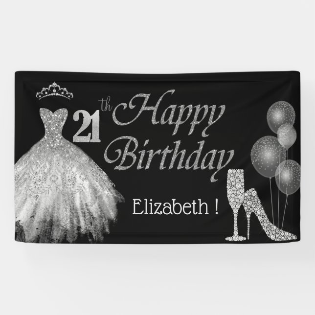 Balloons, Glass,Heel, Dress,Black Banner (Horizontal)