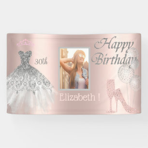 Balloons, Glass,Heel, Dress, Rose Gold Photo Banner