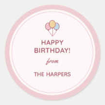 Balloons "Happy Birthday From" Name Gift Sticker