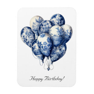 Balloons in Delft Blue, customisable Magnet