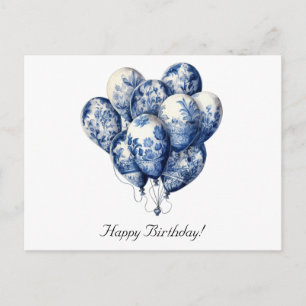 Balloons in Delft Blue customisable Postcard
