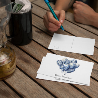 Balloons in Delft Blue customisable Postcard