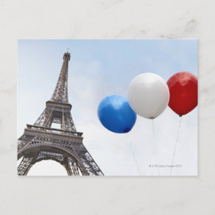 Balloons in the colours of the French flag in Postcard
