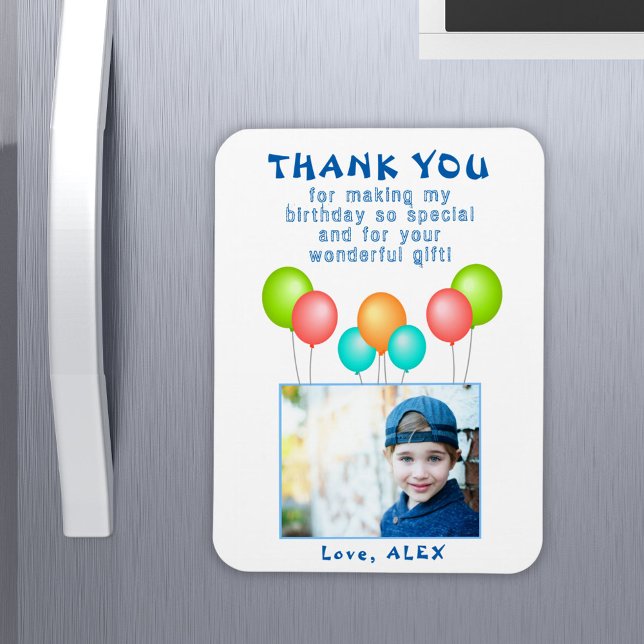 Balloons Kids Birthday Photo Thank You  Magnet (Creator Uploaded)