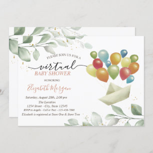 Balloons Mail Leaves Virtual Baby Shower Invitation