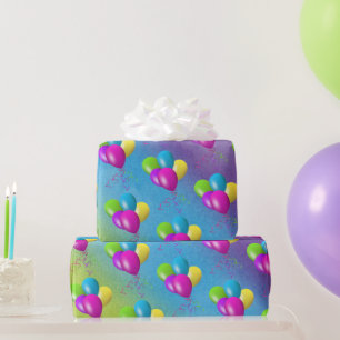 Balloons On Rainbow Watercolor Abstract Wrapping Paper