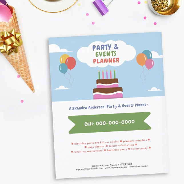 Balloons - Party & Events Planner Colourful Flyer (Balloons - Party & Events Planner Colorful Flyer)