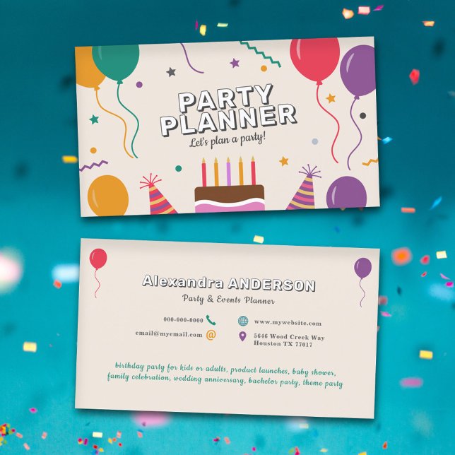 Balloons - Party Planner Business Card (Balloons - Party Planner Business Card)
