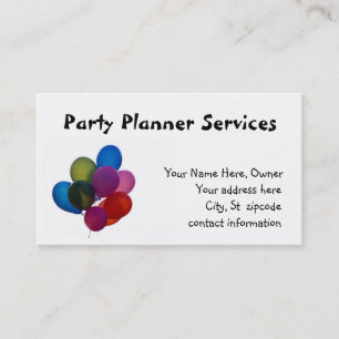 balloons, Party Planner Services, Business Card