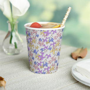Balloons - Pastel Black Outline Colour Background Paper Cups