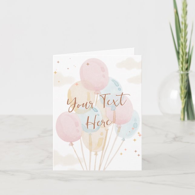 Balloons pastel watercolor  card (Front)