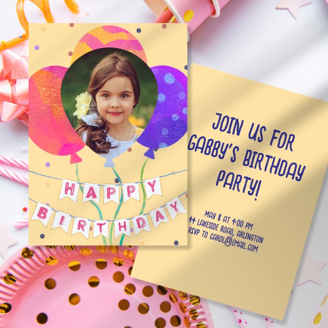 Balloons Photo Birthday Party Invitation (Creator Uploaded)