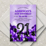 Balloons Purple 21st Birthday Invitation<br><div class="desc">Bunches and bunches of balloons—this design just doesn't hold back! Featuring bold numbers and elegant typography in a space that's literally overflowing with balloons, this design is an instant party-starter. The purple and black colour scheme and retro typography set a classic, stylish tone for your event. Perfect for the modern...</div>