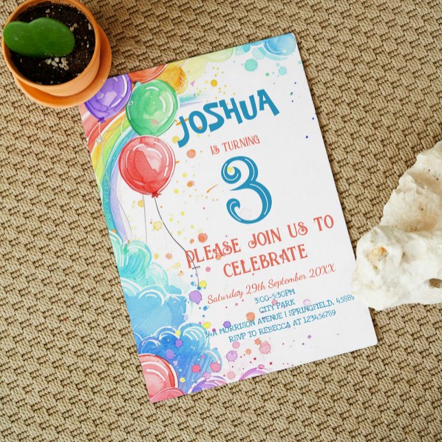 Balloons Rainbow I Custom Photo Birthday Party Invitation (Creator Uploaded)