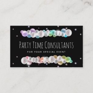 *~* Balloons Rainbow Party Event Planner Modern Business Card