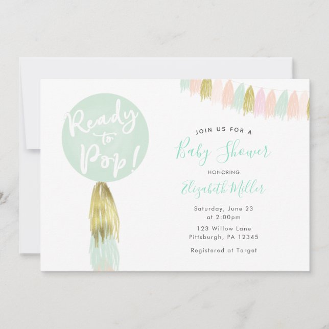 Balloons Ready to Pop Baby Shower invitation (Front)