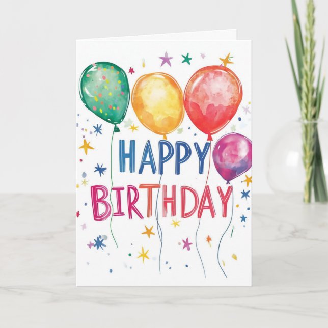 Balloons & Stars Birthday Card (Front)