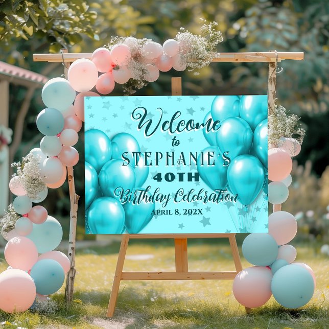 Balloons Stars Birthday Celebration Welcome Acrylic Sign (Creator Uploaded)