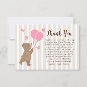 Balloons Sweet Bear Baby shower Thank You Card