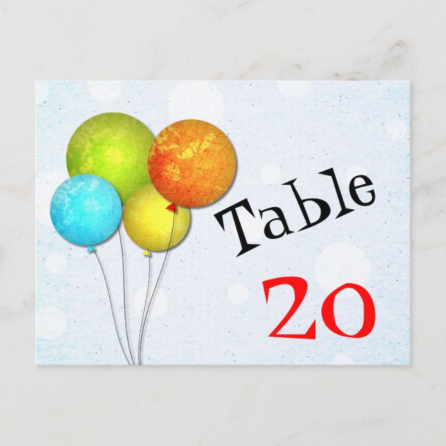 Balloons Table Number Postcard (Front)