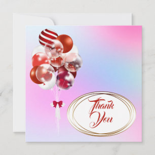 Balloons. Thank You card. Personalise.