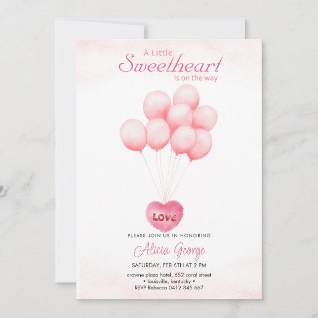 Balloons Valentine Themed Baby Shower Invitation (Front)