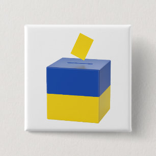 Ballot box with the flag of Ukraine 15 Cm Square Badge