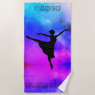 Ballroom Ballerina Watercolor Beach Towel