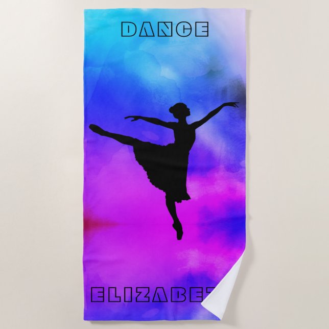 Ballroom Ballerina Watercolor Beach Towel (Front)