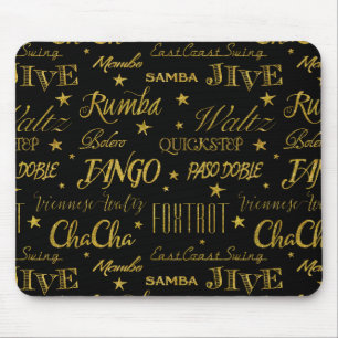 Ballroom Dance All Over Pattern Gold Faux Glitter Mouse Pad