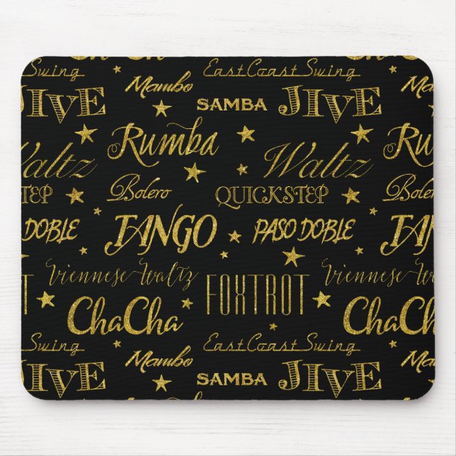 Ballroom Dance All Over Pattern Gold Faux Glitter Mouse Pad (Front)
