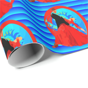 Ballroom Dance Couple On Blue Background Wrapping Paper