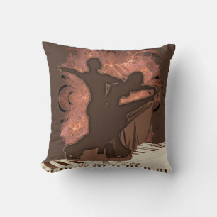 Ballroom Dance Couple on Piano Keys Cushion