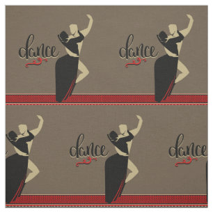 Ballroom Dance Couple Tan Black 4.5" Fabric
