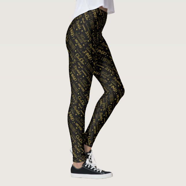 Ballroom Dance Styles | Gold Faux Glitter Leggings (Right)