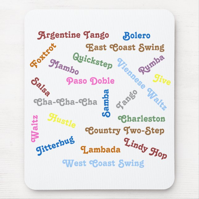 Ballroom Dance Styles Mouse Pad (Front)