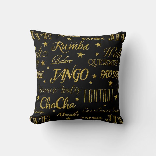 Ballroom Dance Styles Repeat Pattern Custom Colour Cushion (Front)