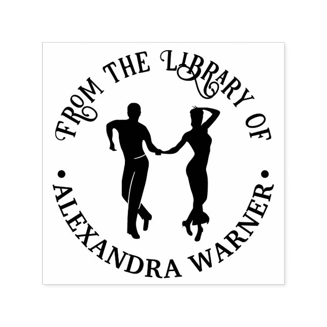Ballroom Dancers #1 Couple Library Book Name Self-inking Stamp (Design)