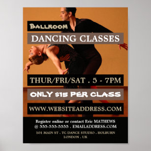 Ballroom Dancers, Dance Lesson Advertising Poster