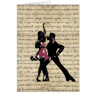 Ballroom dancers on vintage paper