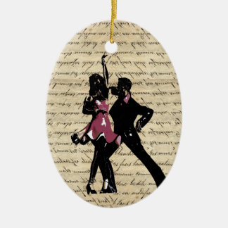 Ballroom dancers on vintage paper ceramic tree decoration