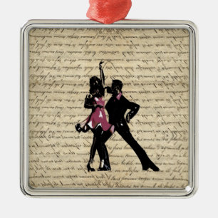 Ballroom dancers on vintage paper metal tree decoration