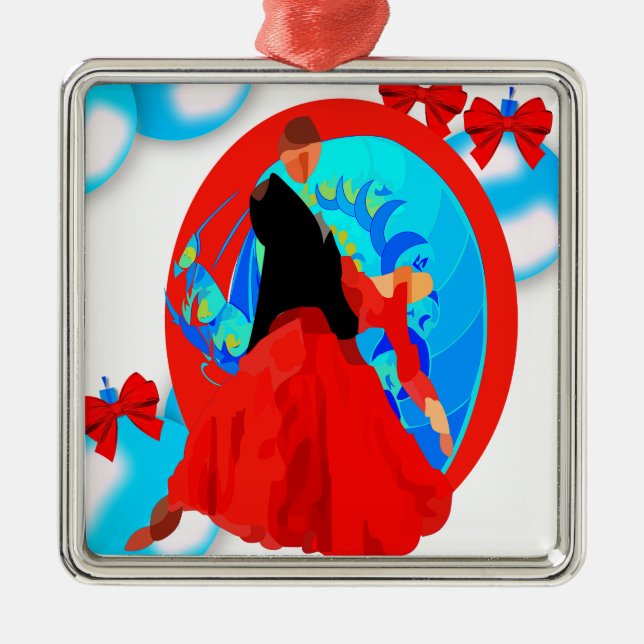 Ballroom Dancers With Ornaments And Bows Christmas (Front)
